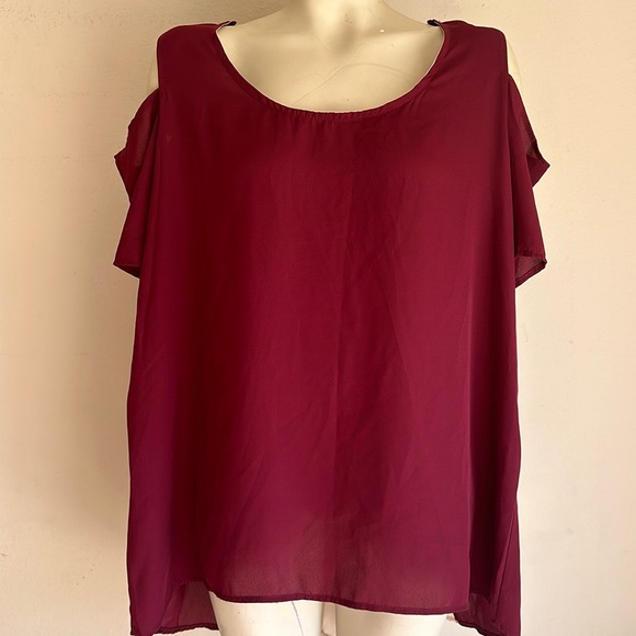 1x blouse magenta&beige shorts sleeve NWT - Picture 1 of 3